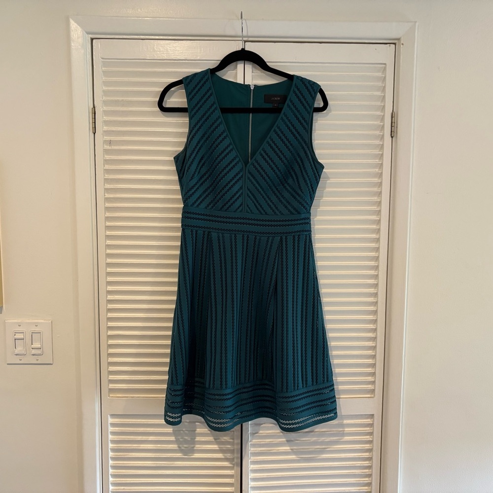 J. Crew Teal Striped Midi Dress